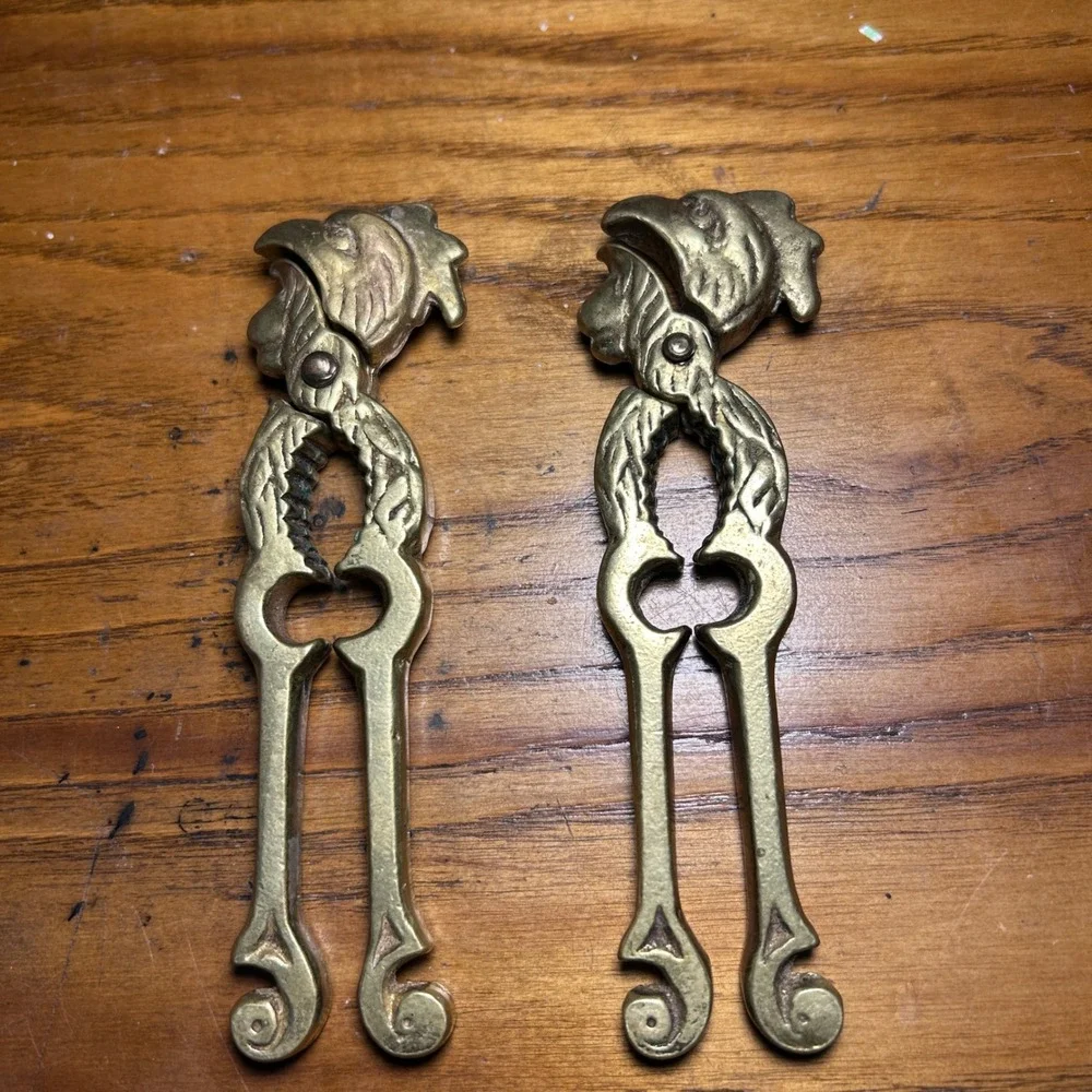 Vtg Lot of 2 Brass Nutcracker‎ Chicken rooster Head Bottle Opener Kitchen Tool